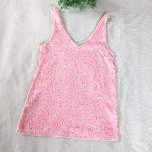 🌷3/15🌷 J. Crew 100% Cotton Pink Sequin Tank Top Size XS